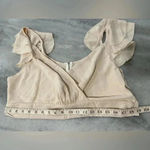 SheIn NWT Vcay Curve Cream Ruffle Sleeve Wrap Front Zip Back Crop Top Size 1X Photo 3