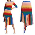AMUR Asymmetrical Jacquard Knit Skirt in Rainbow Blue Photo 2