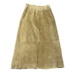 Vintage Stan Herman Suede Skirt Women's 12 Tan 100% Leather Lined Back Slit Photo 2