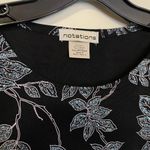 Notations Sparkle Stretch Shirt Blouse Floral Print Quarter Length Sleeve Size S Photo 1