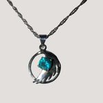 Sterling Silver 925 Necklace Angel Wing Pendant Teal Blue Crystal Rhinestone Photo 0