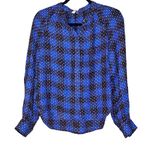 Anthropologie PILCRO Embroidered Plaid Button Up Long Sleeve Blouse Blue Sz S Photo 3