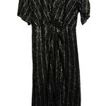 All in Favor  Dress - Nordstrom - NWT Blk Silver, Tie Front, V Neck Elastic Waist Photo 0