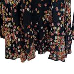 k/lab Floral Mini Dress with Bell Sleeves Small Black Red Fall Boho Retro EUC Photo 5