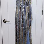 Mac Duggal NWT Halter Neck Embellished Detailed Back Gown - Indigo - 93981 Photo 2