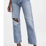 AGOLDE 90s Pinch Waist Jeans Button Fly Distressed Lineup Medium Wash Womens 24 Photo 0