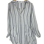 CP Shades Free People X  Womens Linen Tunic Mini Dress Sz Small Stripe Print Photo 1