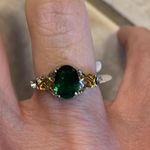 New CZ Green Emerald Silver Ring Size 6 Photo 0