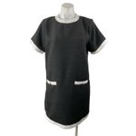 AQUA  Black White Tweed Short Sleeve Crew Neck Zip T Shirt Mini Shift Dress Sz M Photo 1