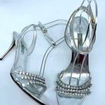 Prada  Silver Leather Crystal embellished strappy heels EU 39 Photo 0