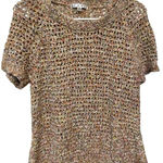 CAbi  Blouse Short Sleeve Scoop Neck Crochet Knit Sheer Style #196 Photo 0