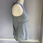 The Limited  100% Cotton gray sleeveless V neck tank top with fringe trim Photo 3