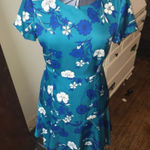 J Crew Factory silky floral dress, flounce skirt Blue Size 10 Photo 0