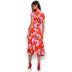 Lulus  Red Love Will Travel Floral Tropical Short Sleeve Wrap Dress Small EUC Photo 7