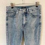 EXPRESS Light Wash High Rise Boot Cut Flare Distressed Knee Jeans Photo 1