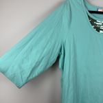 Quacker Factory  Womens Top 2X Blue‎ Sequin 3/4 Sleeve Blouse 100% Cotton Mature Photo 2