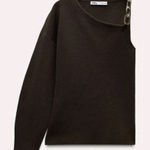 ZARA NWT  Chocolate Off-Shoulder Sweater with Chain Accent Photo 0