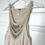 Free People  Crochet‎ Beaded Tank Top Sleeveless Boho Festival Beach Size Small Photo 2