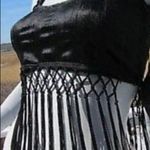 Blacklist Velvet Fringe black crop top. Size S.  Photo 2