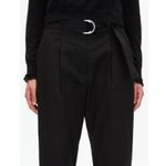 3.1 Phillip Lim Black Wool Pleated Carrot Tapered Leg Belted Paperbag Pants Sz 2 Photo 2