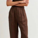 NWT DISSH Norah Linen Wide Leg Baggy Pants in Chocolate Brown AU 6 / US 2 Photo 0