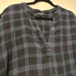Madewell  Lightspun Bubble-Sleeve Top in Plaid Dark Baltic size 4X Photo 1