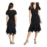 Amanda Uprichard Graciela Midi Dress Black Belt Cap Ruffle Sleeves NWT Large Photo 8