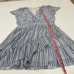 Michael Kors  Blue Striped Wrap Dress XL Flutter Sleeve Ruffle Hem Summer Chic Photo 4