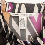 Diane Von Furstenberg  Silk Ruffle Geometric Abstract Blouse Womens‎ Size 2 Photo 2