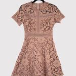Chicwish Womens Dress Beige Floral Lace Mini Short Sleeve A Line Boho Small Photo 0