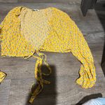 Rhode X Target Dainty Lotus Floral Print Wrap Tie Front Vneck Top Size M Yellow Size M Photo 6