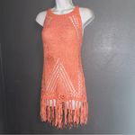 Women’s Fringe Orange Boho Bohemian Vacation Beach Swimsuit Coverup Medium Photo 1
