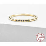 Boutique NEW‎ Dainty 14k Gold Plated Silvet Black Melee Ring Size 5.5 Photo 10