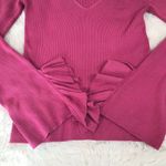 EXPRESS Pink Low Cut Cutout Sweater Top Cold Shoulder Bell Sleeve Size Large New Photo 4