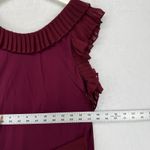 Tory Burch  Whitney Wrap ASO Burgundy Pleated Ruffle Wrap Midi Dress S P READ Photo 6