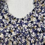 Elodie  Blouse Women's Blue Floral Boho Peasant Crop Top Long Puff Slv Size L Photo 1