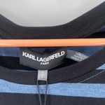 Karl Lagerfeld Top Size Small NWT Stripes Statement Sleeves Short Sleeve Classic Photo 2