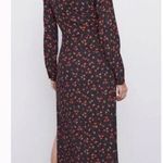 ZARA  womens small long sleeve maxi dress floral red black flower rose spade spl Photo 1