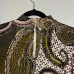 Chico's  Fitted‎ Mock Neck Patterned Top Size 1 Small Zip Back Equestrian Photo 8