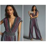 Anthropologie 💕💕 Cecilia Prado Striped Deep-V Wide leg Jumpsuit XS NWT Photo 1