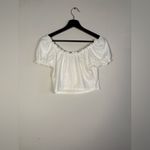 SheIn White Eyelet Ruffle Blouse Photo 2