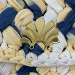 Lele Sadoughi  Abalone Blue Yellow Braided Lyle Snap Shoulder Bag Handbag OS Photo 3