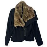 Boutique Tart Collections Black Wool Moto Zip Faux Fur Trim Coat M Size M Photo 0