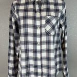 Current/Elliott Current Elliott Womens The Slim Boy Shirt Button Size 2 M Medium Burnside Plaid Photo 0