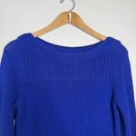 Calvin Klein  Boatneck Sweater Women’s Size M Royal Blue Zipper Detail Nautical Photo 4
