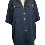 Sweet Wanderer  Black Button Short Sleeve. Maternity size 2X Top New Photo 0