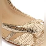 NWT Schultz COURTNEY Metallic Gold Leather snake print peep shoes heels pumps 7B Size 7 Photo 4