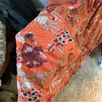 Natural Life  Rebecca midi tiered dress orange tropical floral bouquet large FLAW Photo 11