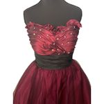 Hannah S Burgundy Holiday Party‎ Dress Black Tulle Rhinestone Sze 4 Whimsigoth Christmas Photo 1