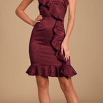 Lulus ✨HEWITT BURGUNDY SATIN RUFFLED MINI DRESS✨ Photo 0
